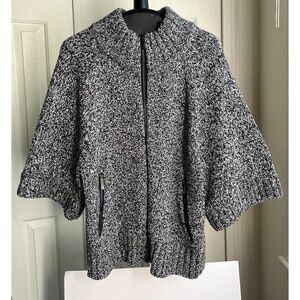 Jones New York Signature Full Zip Up Sweater Bell Sleeves Pockets, Size MP